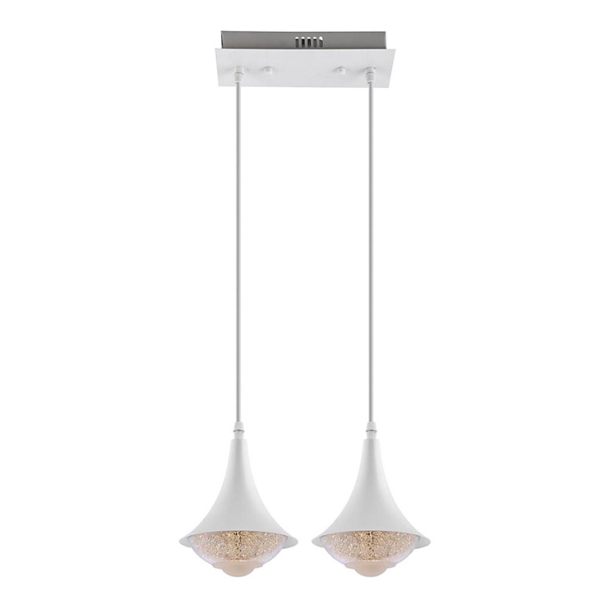 LED ljuskrona med textilsladd 2xLED/9W/230V vit