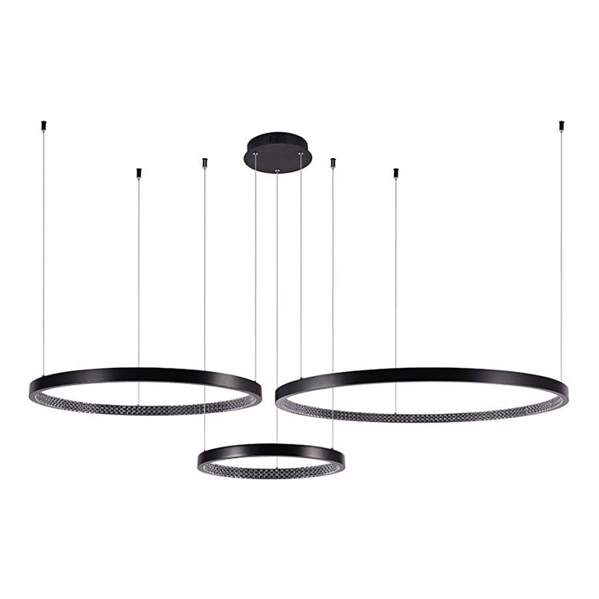 LED ljuskrona med textilsladd 3xLED/19W/230V 3000K svart