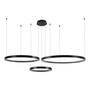 LED ljuskrona med textilsladd 3xLED/19W/230V 4000K svart
