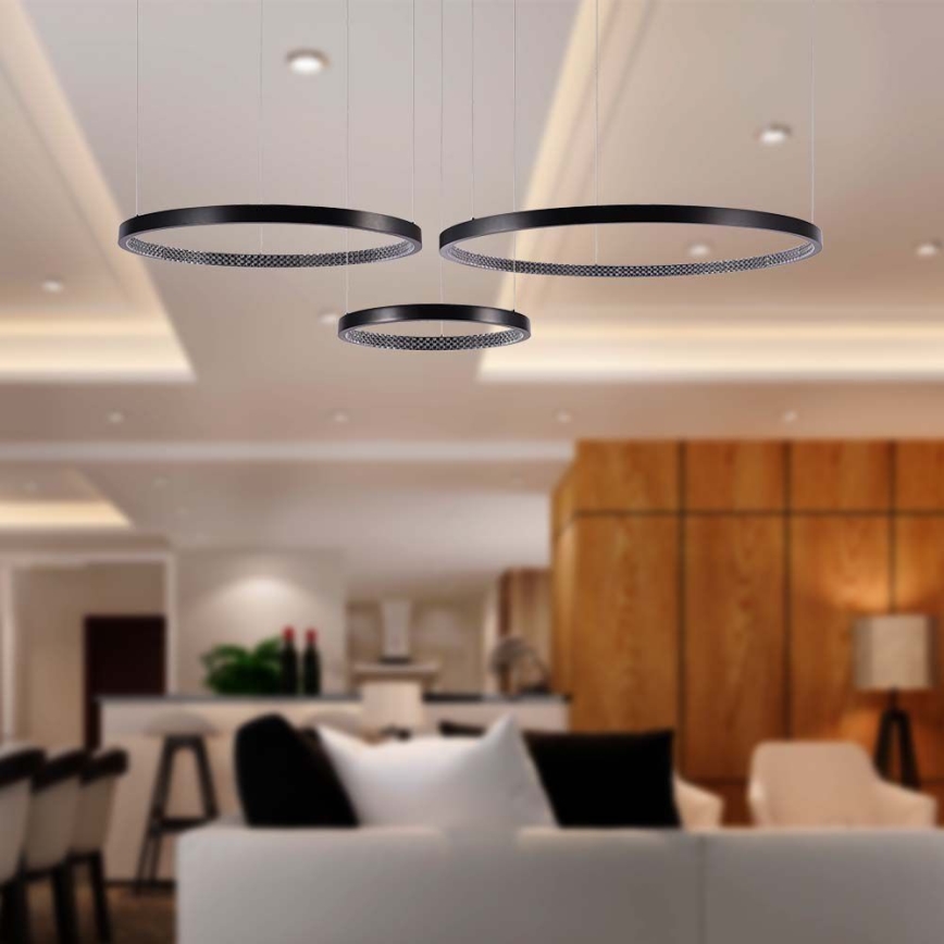 LED ljuskrona med textilsladd 3xLED/19W/230V 4000K svart