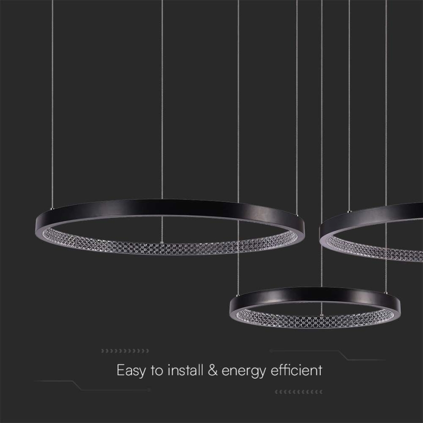 LED ljuskrona med textilsladd 3xLED/19W/230V 4000K svart