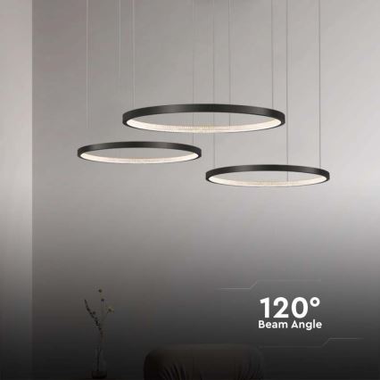 LED ljuskrona med textilsladd 3xLED/19W/230V 4000K svart