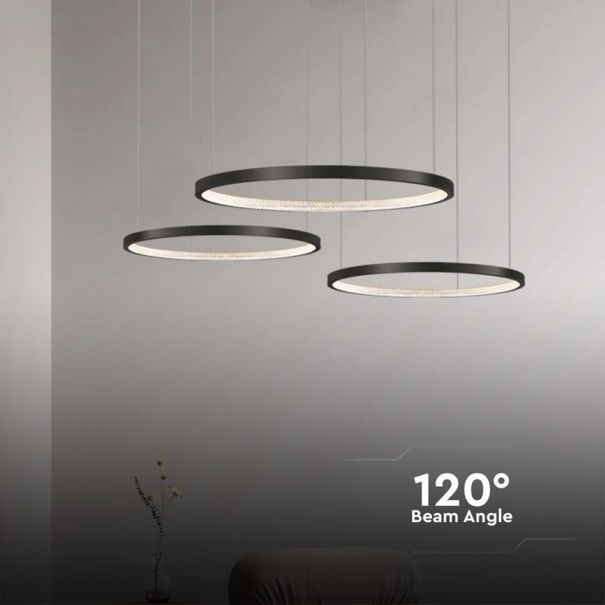 LED ljuskrona med textilsladd 3xLED/19W/230V 4000K svart