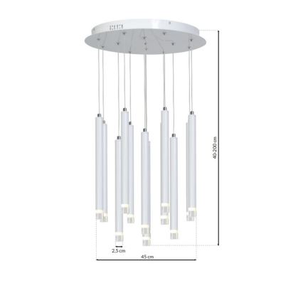 LED ljuskrona med textilsladd ALBA 12xLED/1W/230V vit
