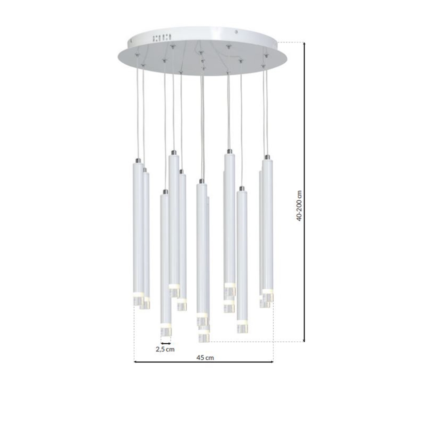 LED ljuskrona med textilsladd ALBA 12xLED/1W/230V vit