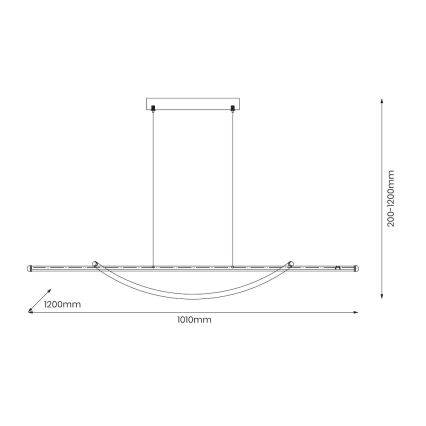 LED ljuskrona med textilsladd AMBAR LED/35W/230V svart