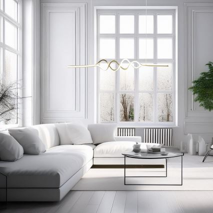 LED ljuskrona med textilsladd ANCONA LED/36W/230V guld