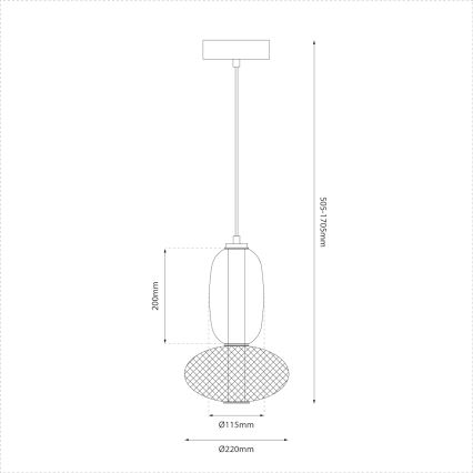 LED ljuskrona med textilsladd ARAME LED/15W/230V diameter 22 cm svart