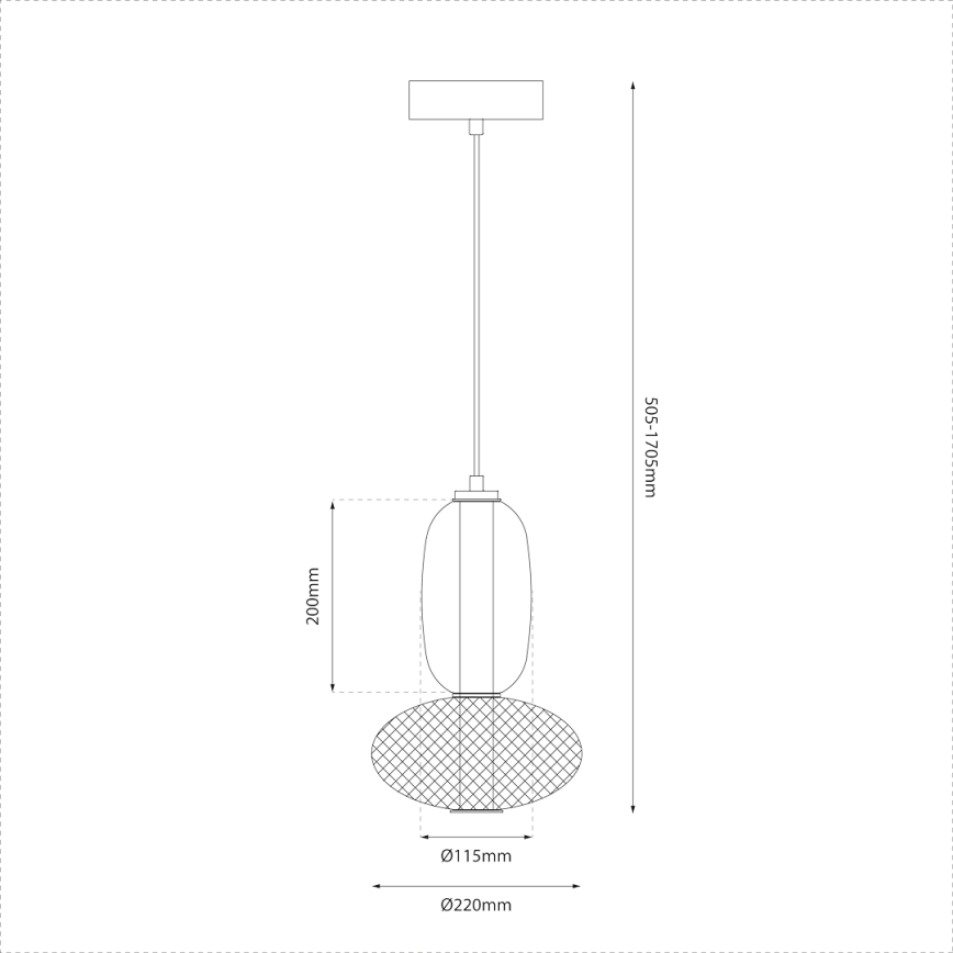 LED ljuskrona med textilsladd ARAME LED/15W/230V diameter 22 cm svart