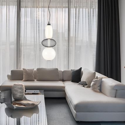 LED ljuskrona med textilsladd ARAME LED/23W/230V diameter 22 cm svart