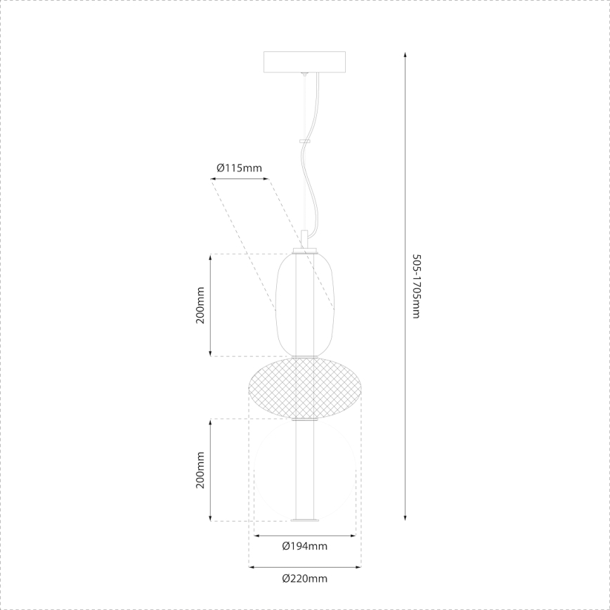 LED ljuskrona med textilsladd ARAME LED/23W/230V diameter 22 cm svart