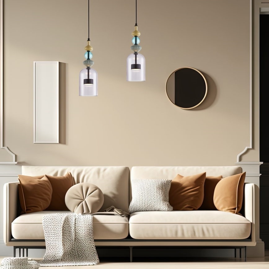 LED ljuskrona med textilsladd ARTE LED/12W/230V diameter 13 cm svart