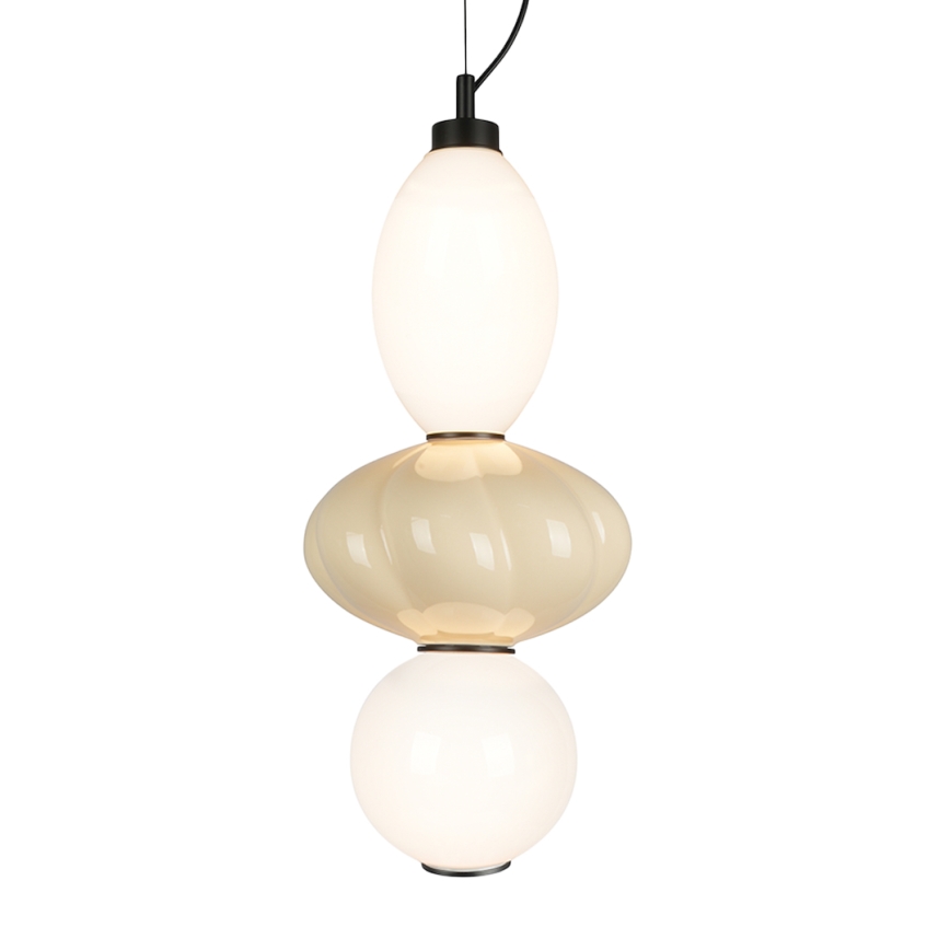 LED ljuskrona med textilsladd ASCOLI LED/18W/230V diameter 20 cm beige