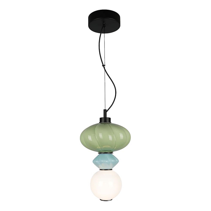 LED ljuskrona med textilsladd ASCOLI LED/8W/230V diameter 20 cm grön/blå