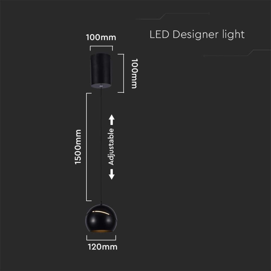 LED ljuskrona med textilsladd beröring LED/8,5W/230V 3000K svart
