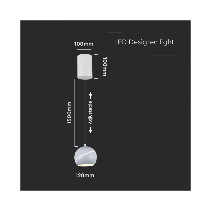LED ljuskrona med textilsladd beröring LED/8,5W/230V 3000K vit