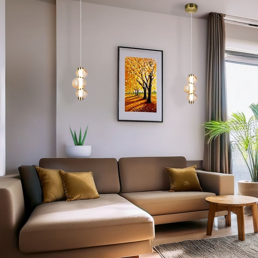 LED ljuskrona med textilsladd BOLLA LED/12W/230V diameter 16 cm guld