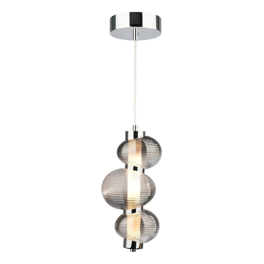 LED ljuskrona med textilsladd BOLLA LED/12W/230V diameter 16 cm rökig