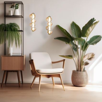 LED ljuskrona med textilsladd BOLLA LED/17W/230V diameter 16 cm guld/rökig