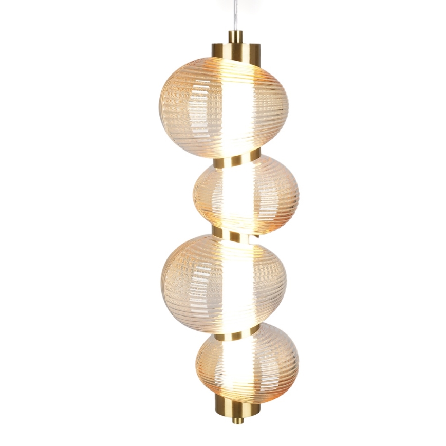 LED ljuskrona med textilsladd BOLLA LED/17W/230V diameter 16 cm guld/rökig