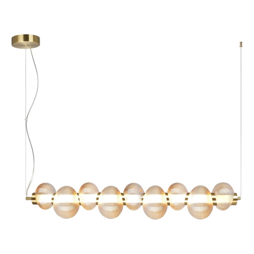 LED ljuskrona med textilsladd BOLLA LED/32W/230V guld/rökig