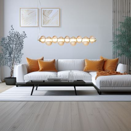 LED ljuskrona med textilsladd BOLLA LED/32W/230V guld/rökig