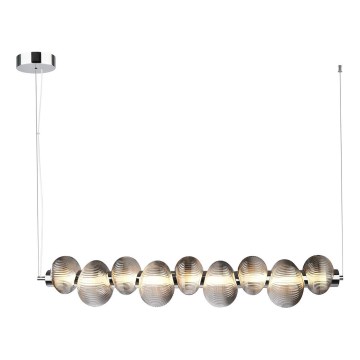 LED ljuskrona med textilsladd BOLLA LED/32W/230V skinande krom/rökig