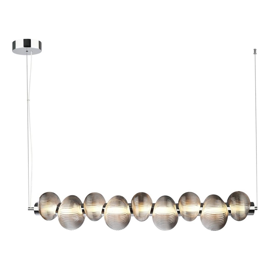 LED ljuskrona med textilsladd BOLLA LED/32W/230V skinande krom/rökig