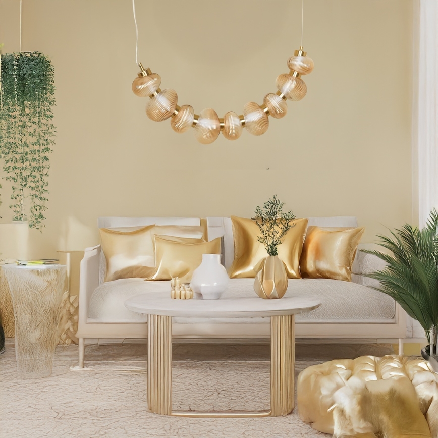 LED ljuskrona med textilsladd BOLLA LED/36W/230V guld/rökig