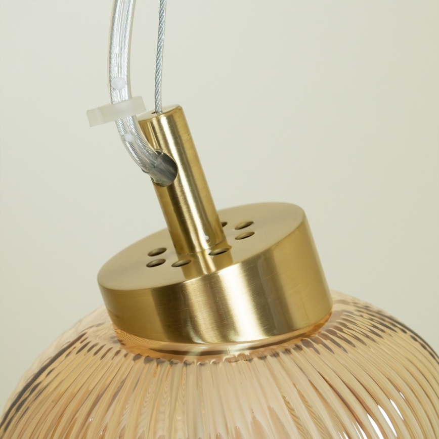 LED ljuskrona med textilsladd BOLLA LED/36W/230V guld/rökig