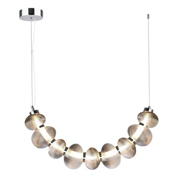 LED ljuskrona med textilsladd BOLLA LED/36W/230V skinande krom/rökig