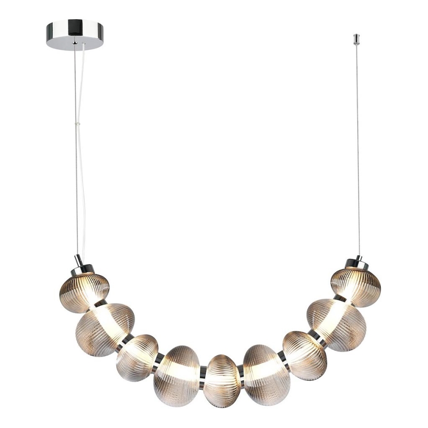 LED ljuskrona med textilsladd BOLLA LED/36W/230V skinande krom/rökig