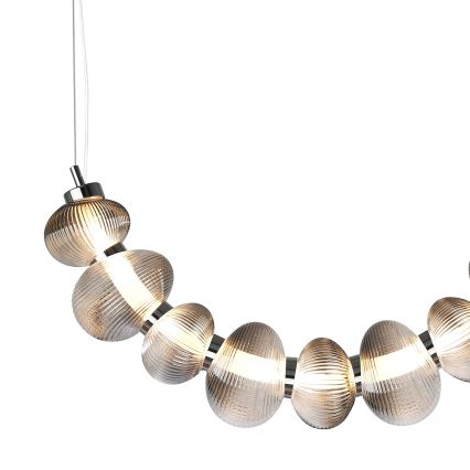 LED ljuskrona med textilsladd BOLLA LED/36W/230V skinande krom/rökig