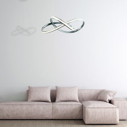 LED ljuskrona med textilsladd CAPPIO LED/36W/230V skinande krom