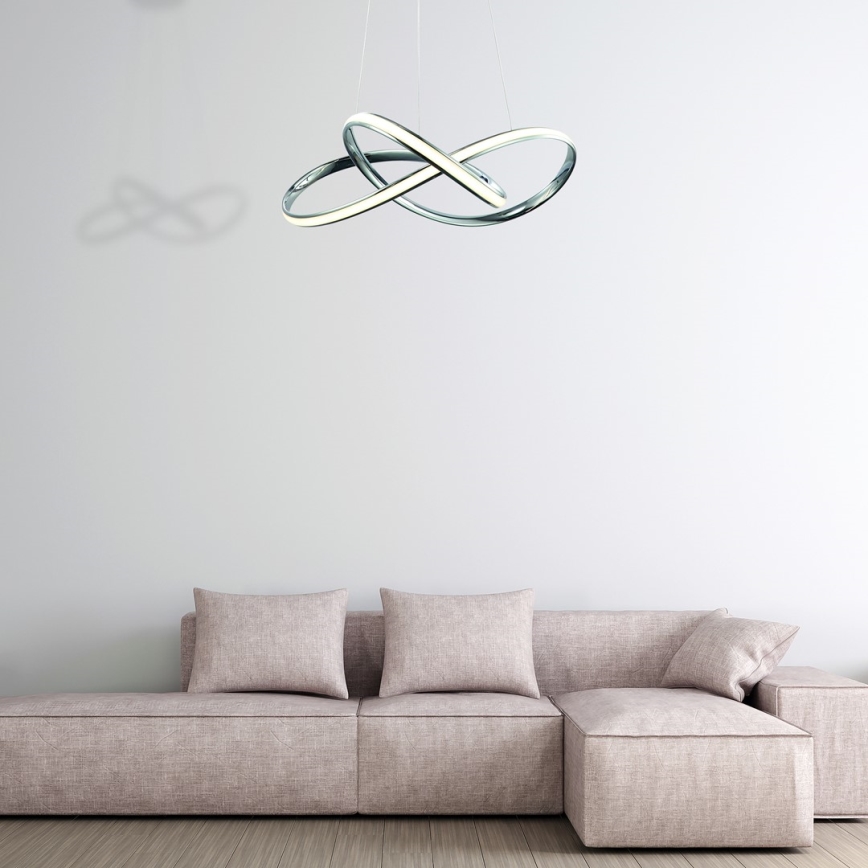 LED ljuskrona med textilsladd CAPPIO LED/36W/230V skinande krom