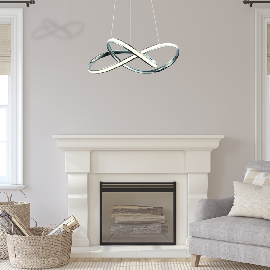 LED ljuskrona med textilsladd CAPPIO LED/36W/230V skinande krom