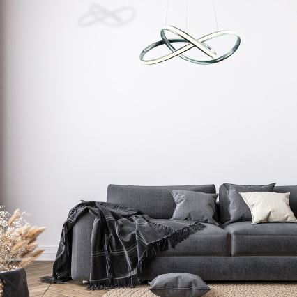 LED ljuskrona med textilsladd CAPPIO LED/36W/230V skinande krom