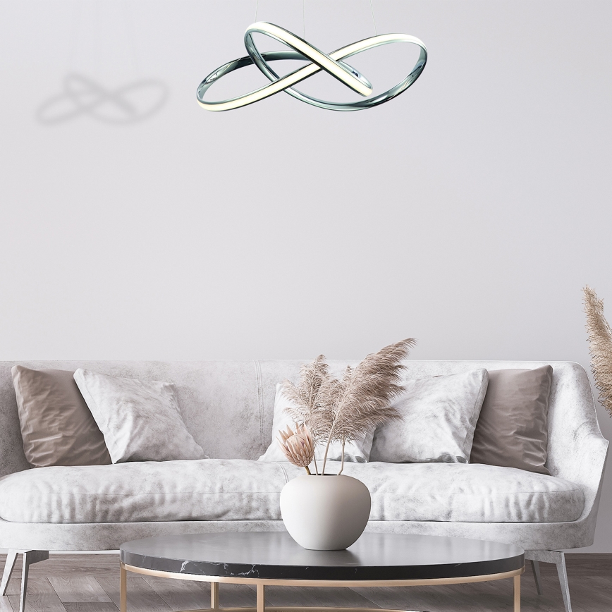 LED ljuskrona med textilsladd CAPPIO LED/36W/230V skinande krom