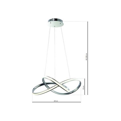 LED ljuskrona med textilsladd CAPPIO LED/36W/230V skinande krom