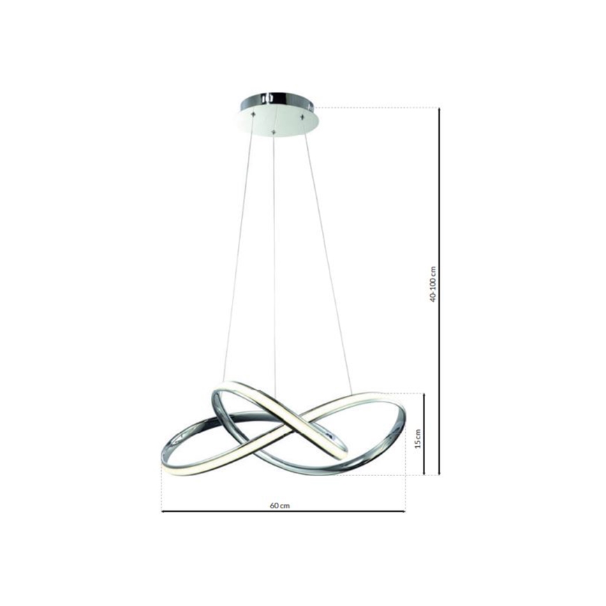 LED ljuskrona med textilsladd CAPPIO LED/36W/230V skinande krom