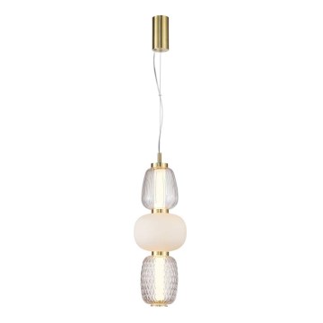 LED ljuskrona med textilsladd CARO LED/28W/230V guld