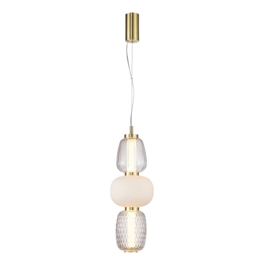 LED ljuskrona med textilsladd CARO LED/28W/230V guld