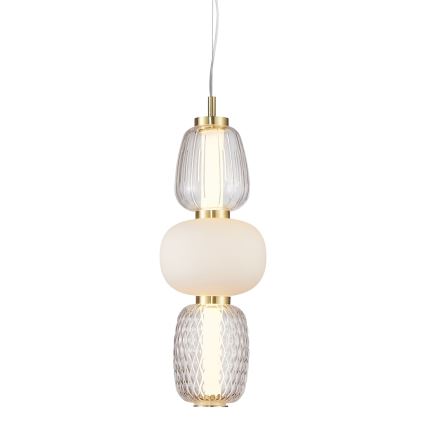 LED ljuskrona med textilsladd CARO LED/28W/230V guld