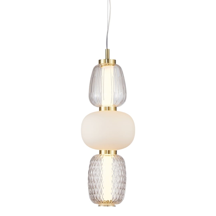 LED ljuskrona med textilsladd CARO LED/28W/230V guld