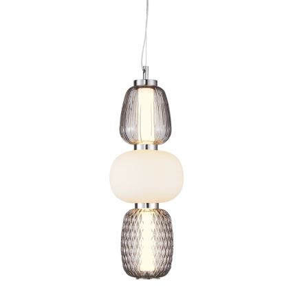 LED ljuskrona med textilsladd CARO LED/28W/230V skinande krom
