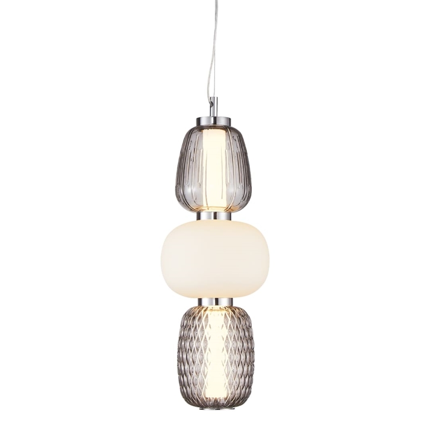 LED ljuskrona med textilsladd CARO LED/28W/230V skinande krom
