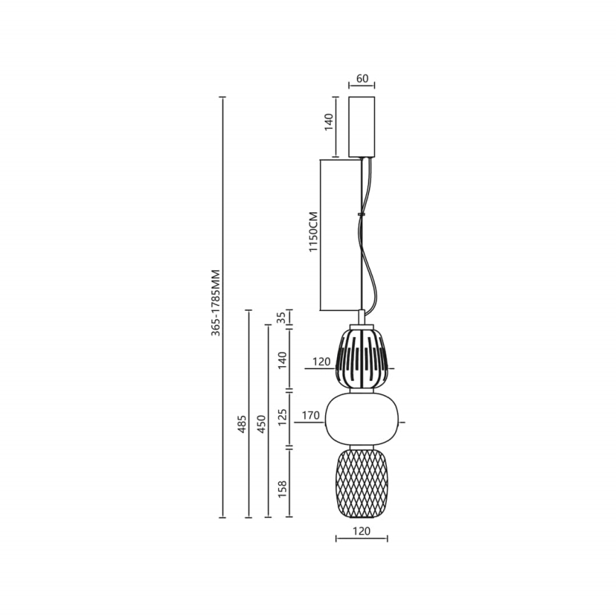 LED ljuskrona med textilsladd CARO LED/28W/230V skinande krom