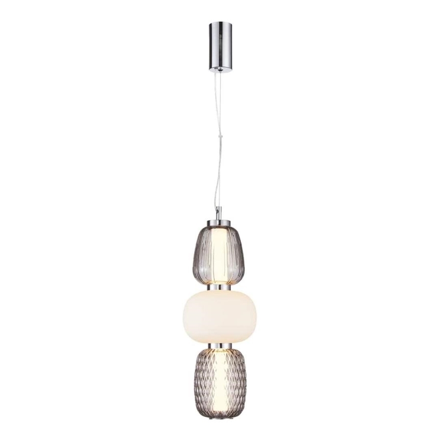 LED ljuskrona med textilsladd CARO LED/28W/230V skinande krom