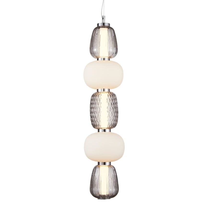 LED ljuskrona med textilsladd CARO LED/40W/230V skinande krom
