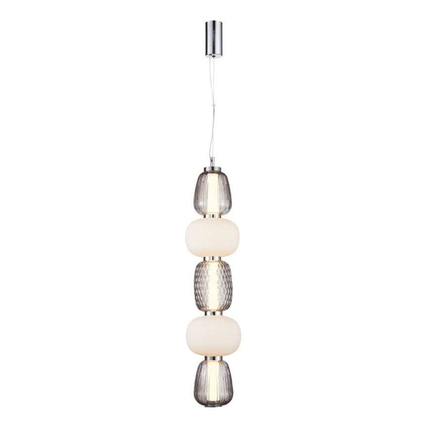 LED ljuskrona med textilsladd CARO LED/40W/230V skinande krom